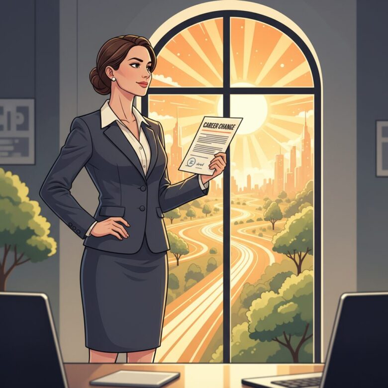 転職(キャリアチェンジ)への決意を表現したイラストです。