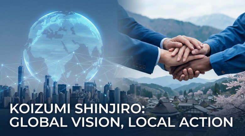 小泉進次郎のグローバル戦略と地域への献身を象徴するイメージ