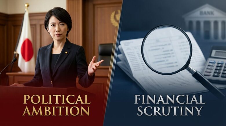 高市早苗の「変節の野望」と「庶民的な金銭感覚」を象徴するイメージ